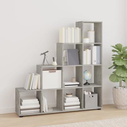 Bibliotecă în trepte, gri beton, 142 cm, lemn compozit GartenMobel Dekor