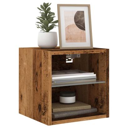 Comodă TV de perete cu lumini LED, lemn vechi, 30x28,5x30 cm GartenMobel Dekor