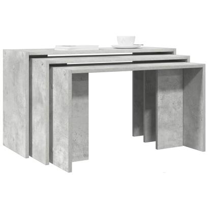 Mese suprapuse, 3 buc., gri beton, lemn prelucrat GartenMobel Dekor