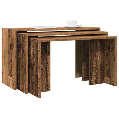 Mese suprapuse, 3 buc., lemn vechi, lemn prelucrat GartenMobel Dekor