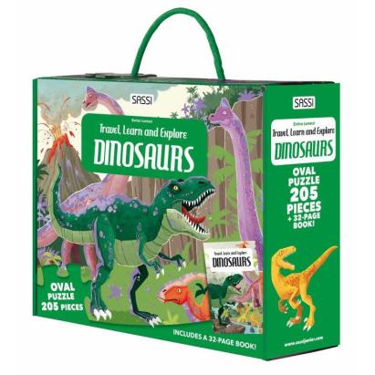 Cunoaste, invata si exploreaza -  Puzzle Dinozauri (205 piese) PlayLearn Toys