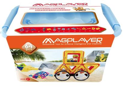 Joc de constructie magnetic - 64 piese PlayLearn Toys