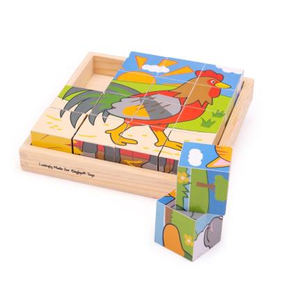 Puzzle cubic - Animalute de la ferma PlayLearn Toys