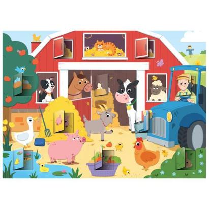 Puzzle cu surprize - Distractie la ferma (20 piese) PlayLearn Toys