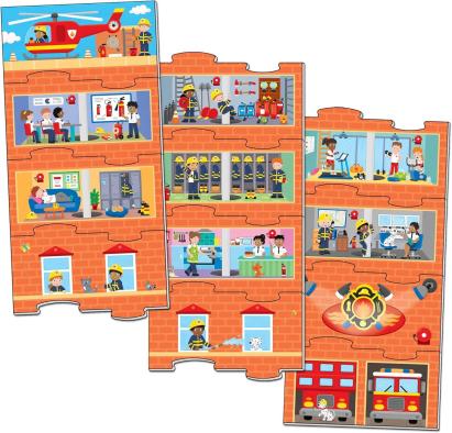 Puzzle vertical - Statia de pompieri (12 piese) PlayLearn Toys