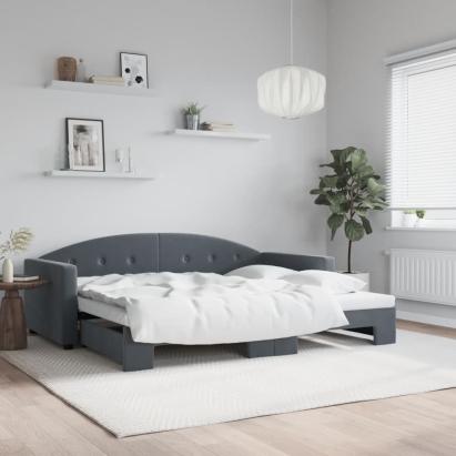 Pat de zi cu extensie, gri închis, 90x200 cm, catifea GartenMobel Dekor