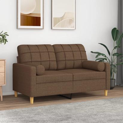 Canapea cu 2 locuri cu pernuțe, maro, 120 cm, textil GartenMobel Dekor