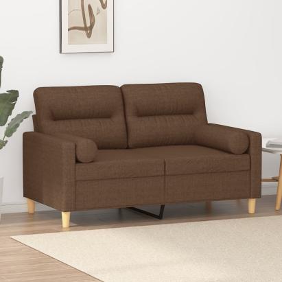Canapea cu 2 locuri cu pernuțe, maro, 120 cm, textil GartenMobel Dekor