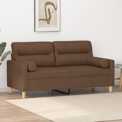 Canapea cu 2 locuri cu pernuțe, maro, 140 cm, textil GartenMobel Dekor