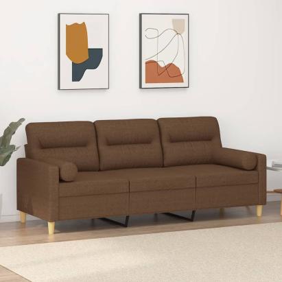 Canapea cu 3 locuri cu pernuțe, maro, 180 cm, textil GartenMobel Dekor
