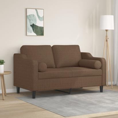 Canapea cu 2 locuri cu pernuțe, maro, 120 cm, textil GartenMobel Dekor
