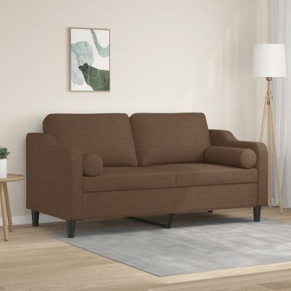 Canapea cu 2 locuri cu pernuțe, maro, 140 cm, textil GartenMobel Dekor