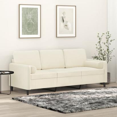 Canapea cu 3 locuri cu pernuțe, crem, 180 cm, catifea GartenMobel Dekor