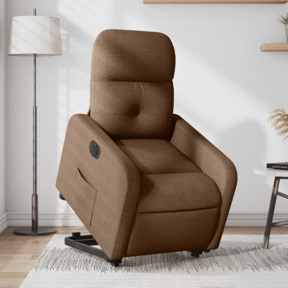 Fotoliu electric rabatabil cu ridicare, maro, textil GartenMobel Dekor