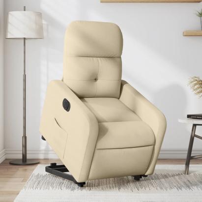Fotoliu electric rabatabil cu ridicare, crem, textil GartenMobel Dekor