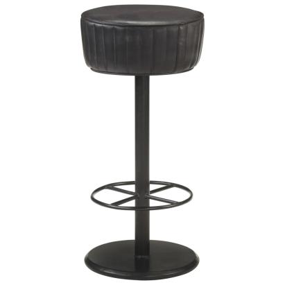 Scaun de bar, negru, piele naturală GartenMobel Dekor