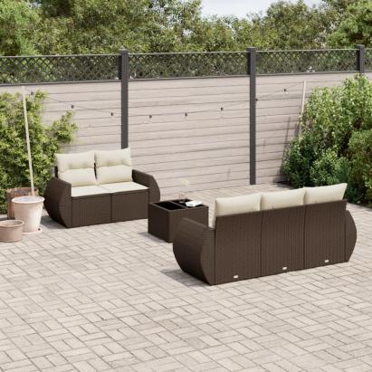 Set canapele de grădină cu perne, 6 piese, maro, poliratan GartenMobel Dekor