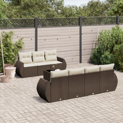 Set canapele de grădină cu perne, 8 piese, maro, poliratan GartenMobel Dekor