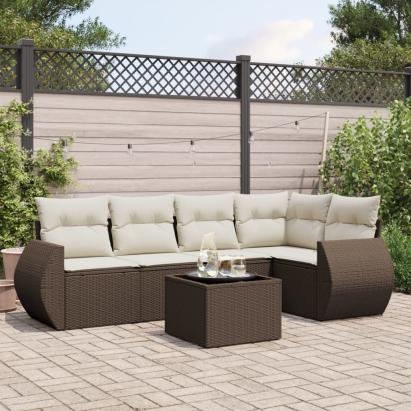 Set canapele de grădină cu perne, 6 piese, maro, poliratan GartenMobel Dekor