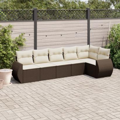 Set canapele de grădină cu perne, 6 piese, maro, poliratan GartenMobel Dekor