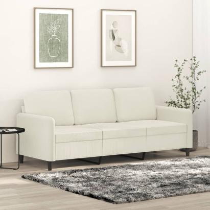 Canapea cu 3 locuri, crem, 180 cm, catifea GartenMobel Dekor