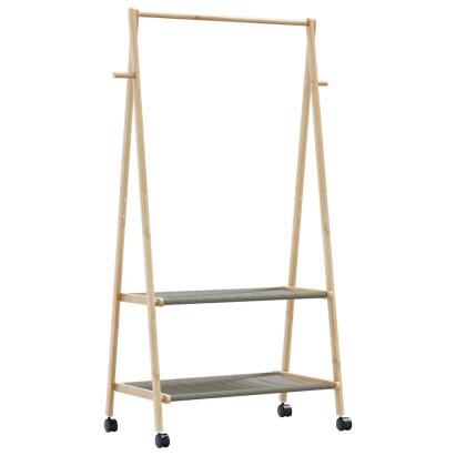 Suport pentru haine cu rafturi și roți 96x45,5x155,5 cm bambus GartenMobel Dekor