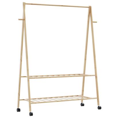 Suport pentru haine cu rafturi și roți 132x45,5x155,5 cm bambus GartenMobel Dekor
