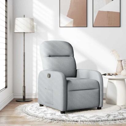 Fotoliu rabatabil, gri deschis, material textil GartenMobel Dekor