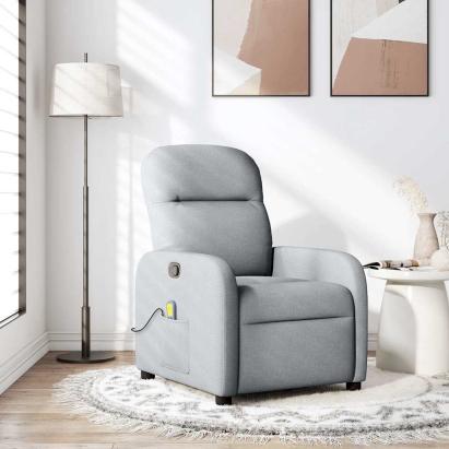Fotoliu de masaj rabatabil, gri deschis, textil GartenMobel Dekor