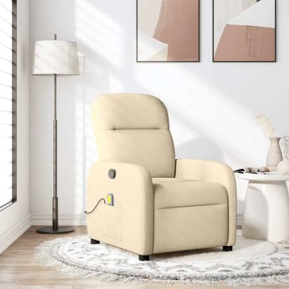 Fotoliu rabatabil de masaj, crem, material textil GartenMobel Dekor