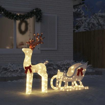 Decoratune de Crăciun Ren și Sanie 100 LED-uri Alb Rece GartenMobel Dekor