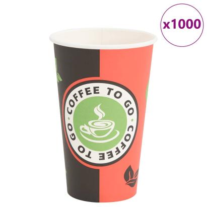 Cești de cafea din hârtie 1000 buc 16 oz 400 ml roșu și negru GartenMobel Dekor