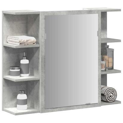 Dulap de baie cu oglindă, gri beton, 80 x 20,5 x 64 cm, PAL GartenMobel Dekor