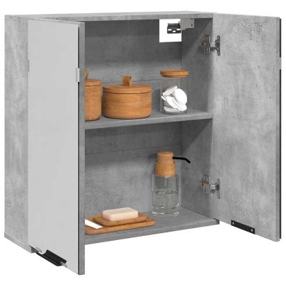 Dulap de baie cu oglindă, gri beton, 64x20x66,5 cm, PAL GartenMobel Dekor