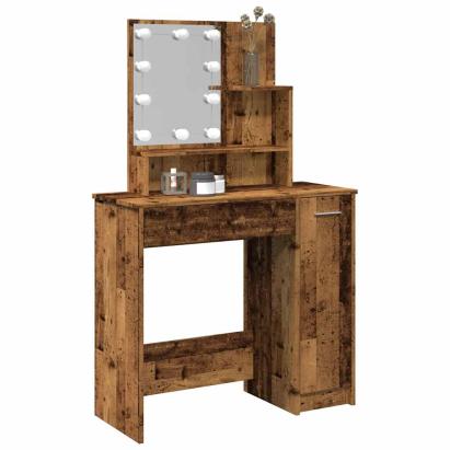 Masă de toaletă cu LED, lemn vechi, 86,5x35x136 cm GartenMobel Dekor