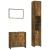 Set mobilier de baie, 3 piese, stejar fumuriu, lemn prelucrat GartenMobel Dekor