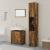 Set mobilier de baie, 3 piese, stejar fumuriu, lemn prelucrat GartenMobel Dekor