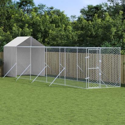 Padoc exterior cu acoperiș argintiu 2x10x2,5 m oțel galvanizat GartenMobel Dekor