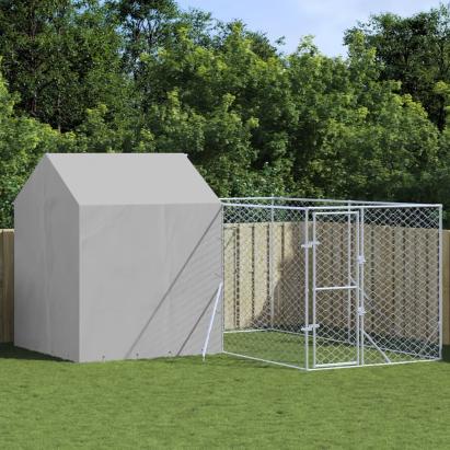 Padoc exterior cu acoperiș argintiu 4x4x2,5 m oțel galvanizat GartenMobel Dekor