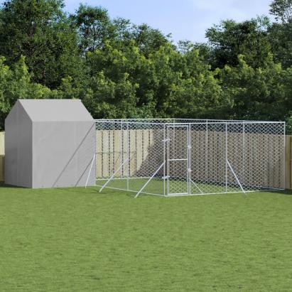 Padoc de exterior cu acoperiș argintiu 6x6x2,5m oțel galvanizat GartenMobel Dekor
