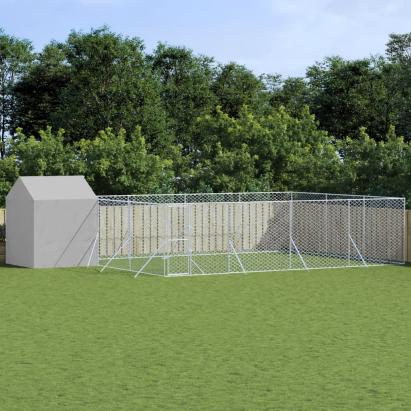 Padoc exterior cu acoperiș argintiu 10x6x2,5 m oțel galvanizat GartenMobel Dekor