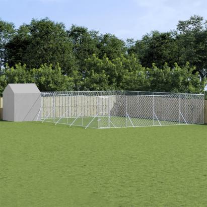 Padoc exterior cu acoperiș argintiu 10x10x2,5 m oțel galvanizat GartenMobel Dekor