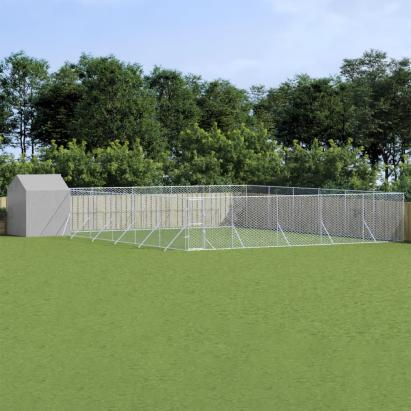 Padoc exterior cu acoperiș argintiu 12x12x2,5 m oțel galvanizat GartenMobel Dekor
