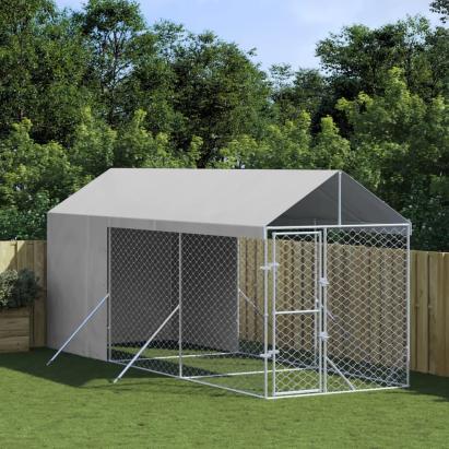 Padoc de exterior cu acoperiș argintiu 2x6x2,5m oțel galvanizat GartenMobel Dekor