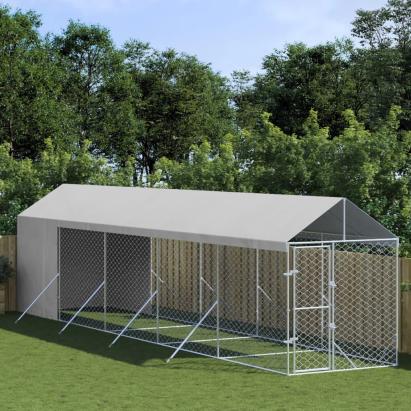 Padoc exterior cu acoperiș argintiu 2x10x2,5 m oțel galvanizat GartenMobel Dekor
