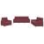 Set canapea cu perne, 3 piese, roșu vin, material textil GartenMobel Dekor