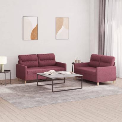 Set canapea cu perne, 2 piese, roșu vin, material textil GartenMobel Dekor