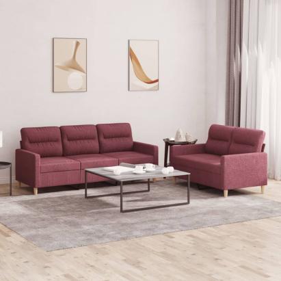 Set canapea cu perne, 2 piese, roșu vin, material textil GartenMobel Dekor