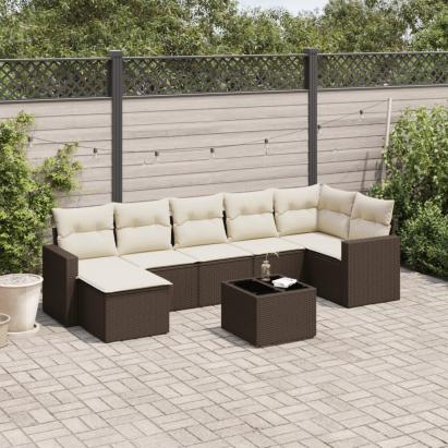 Set canapele de grădină cu perne, 8 piese, maro, poliratan GartenMobel Dekor