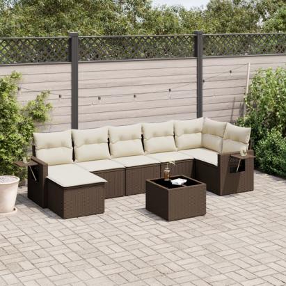 Set canapele de grădină cu perne, 8 piese, maro, poliratan GartenMobel Dekor